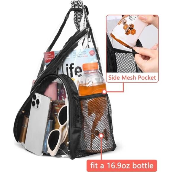 Clear Sling Bag, Clear Bag Stadium Approved, Transparent Shoulder - Picture 4 of 7